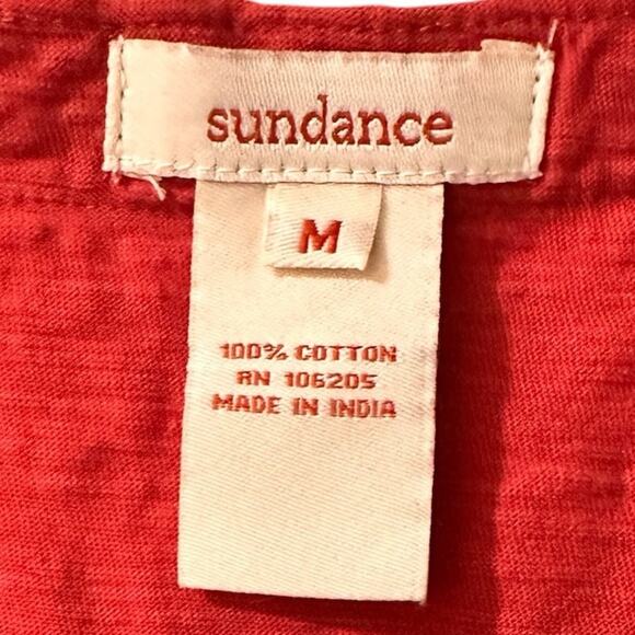 Sundance Cotton Mesh Embroidered Floral Top Feminine Peplum, Red, size M - Picture 2 of 5